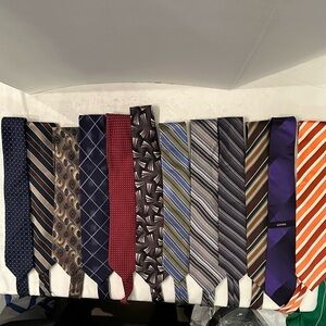 Mixed Lot of 12 Men’s Neck Ties Dept store brands Claiborne, Stafford, Alfani, x